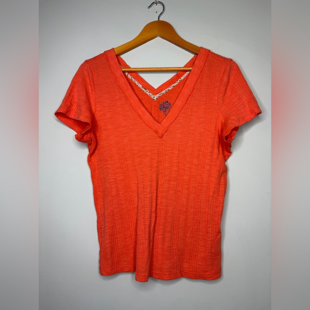 Pilcro Anthropologie Bright Orange V-Neck Tee XL
